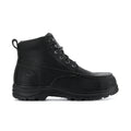 Mens black waterproof moc-toe lace-up boots with padded collar and rugged lug sole