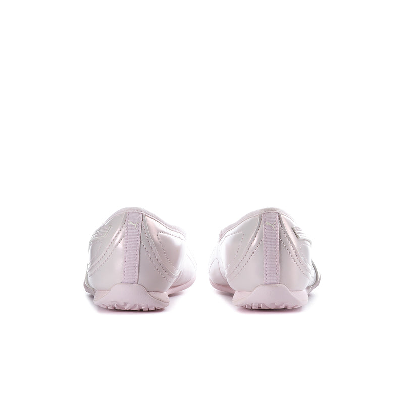 Women's ballet flats, powder pink with back seam and low-profile rubber sole.