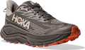 Quarter turn view Women's HOKA Footwear style name Challenger 8 GTX in color Cement/ Gravel. Sku: 1171959-CVL