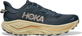 Quarter turn view Men's HOKA Footwear style name Challenger 8 Wide in color Faded Navy/ Pampass Grass. Sku: 1168718-FMP