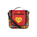 Chapulin lunch sack with red front flap, black trim, zip pocket, 'EH' heart logo