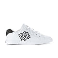 Women's DC Chelsea sneakers, white leather with black heel and side logo