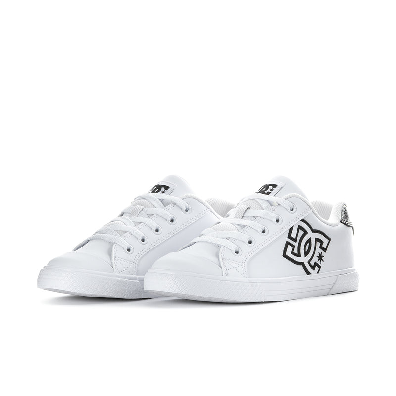 Women's DC Chelsea sneakers, white with black DC logo on side panel