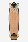 Chromantic Cruiserboard 33 in White Oak Jaguar top view with tiger and bamboo artwork and teal wheels