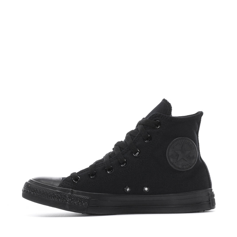 Youth black high-top sneaker with lace-up front and side ankle star patch