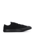Kids black monochrome low-top sneakers with lace-up canvas and rubber toe cap