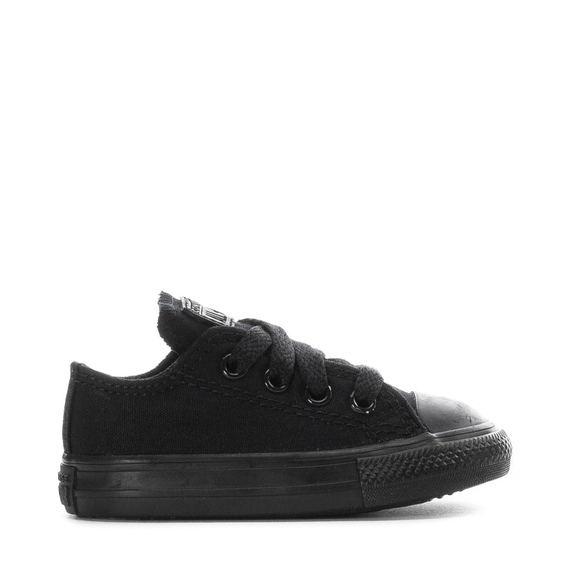 Toddler low-top sneakers in black canvas with lace-up and rubber toe cap