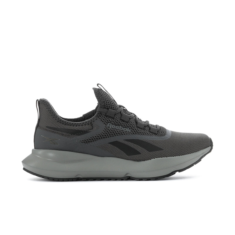 Men's Reebok mesh lace-up sneaker, dark grey/black with cushioned sole