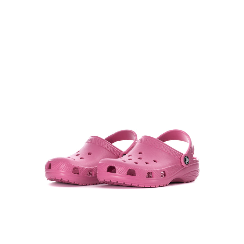 Pink kids' clogs with closed toe, ventilation holes, and heel strap