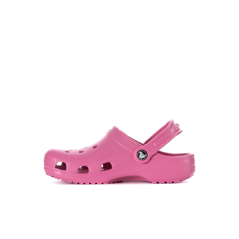 Pink kids' clog with front ventilation holes and adjustable heel strap