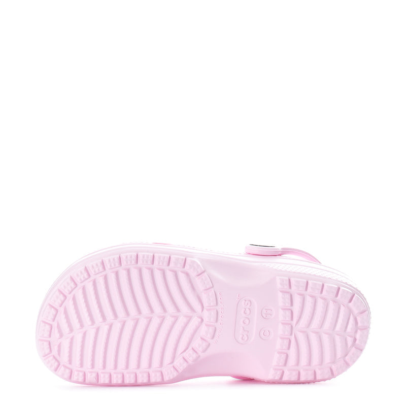 Kids' Crocs Pink Milk clog outsoles, textured tread with grip pattern