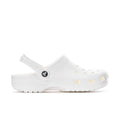 White slip-on clog for men with perforated upper and adjustable heel strap