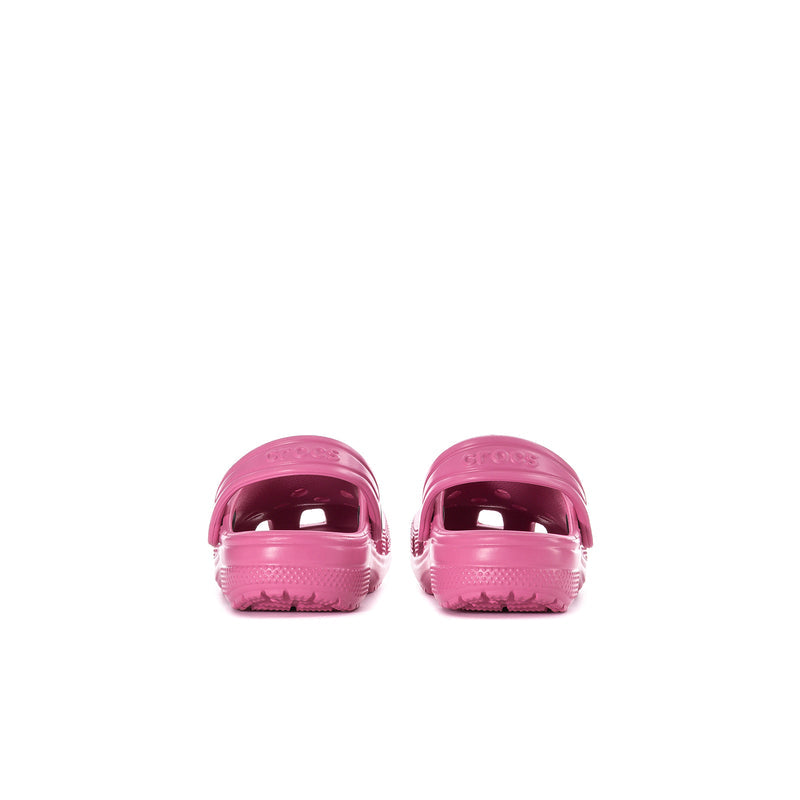 Toddler classic clog, quiet rose pink, back view with heel support and ventilation openings