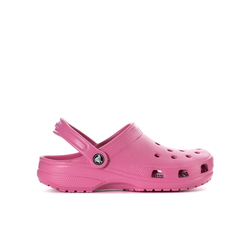 Youth pink clog with perforated upper, slide-on strap, and textured outsole