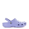 Youth clog sandals, light purple, perforated upper and Crocs logo on strap.