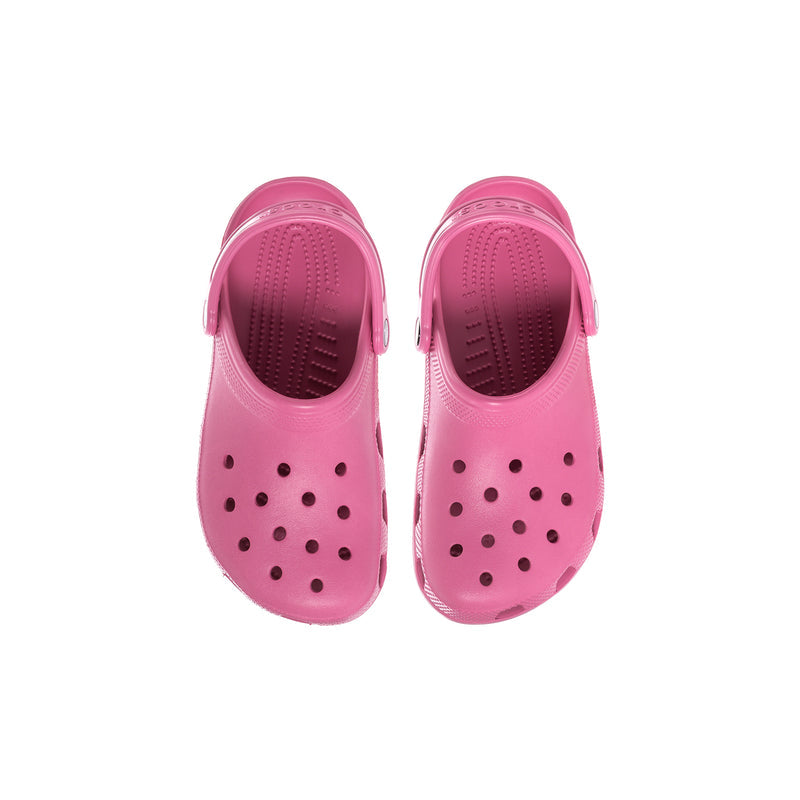 Youth pink clogs, closed toe and perforated holes on the front