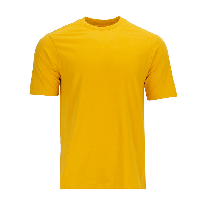 Men's classic crew neck T-shirt, yellow short sleeves, front view