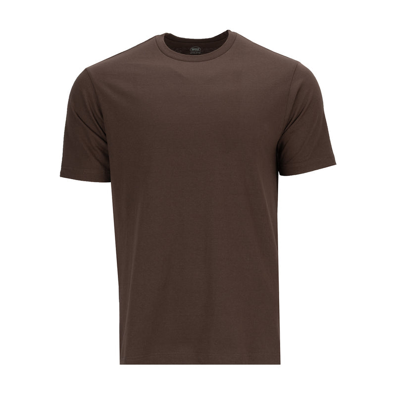 Men's crew-neck T-shirt, chestnut-brown, short sleeves (front view)