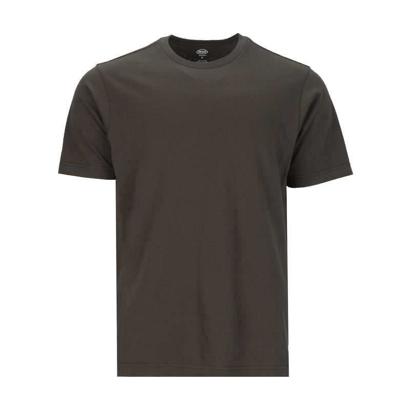 Men's crew-neck T-shirt in dark brown, short sleeves, front view
