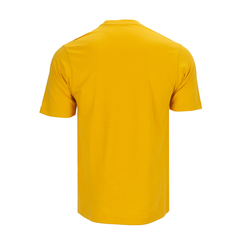Men's classic crew neck T-shirt, yellow short sleeves, back view