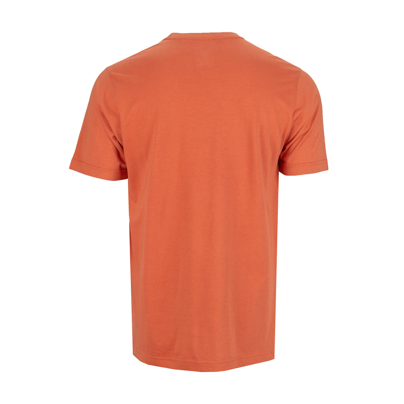Men's orange crew-neck T-shirt, short sleeves, back view
