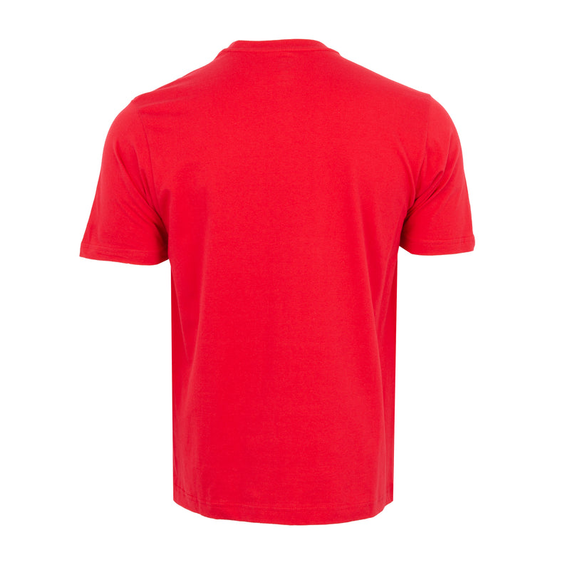 Men's red crew neck T-shirt, short-sleeve back view