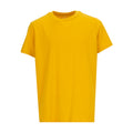 Youth crew neck T-shirt in golden yellow, short sleeves, front view