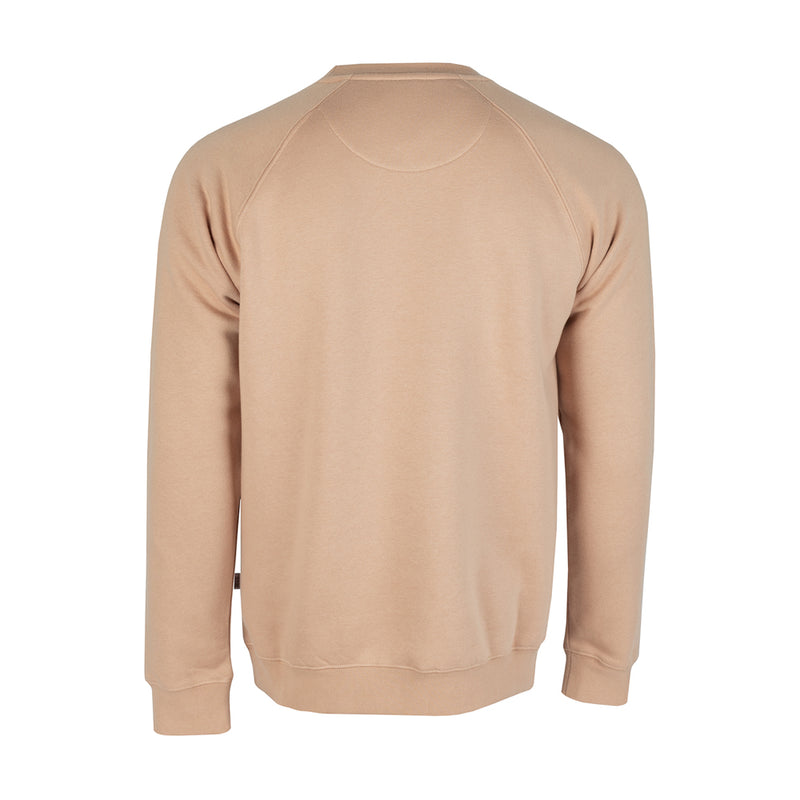 Men's hemp fleece crew sweatshirt, back view with crew neck and rib cuffs