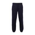 Men's fleece jogger pants in dark blue, elastic waist and drawstring, cuffed legs