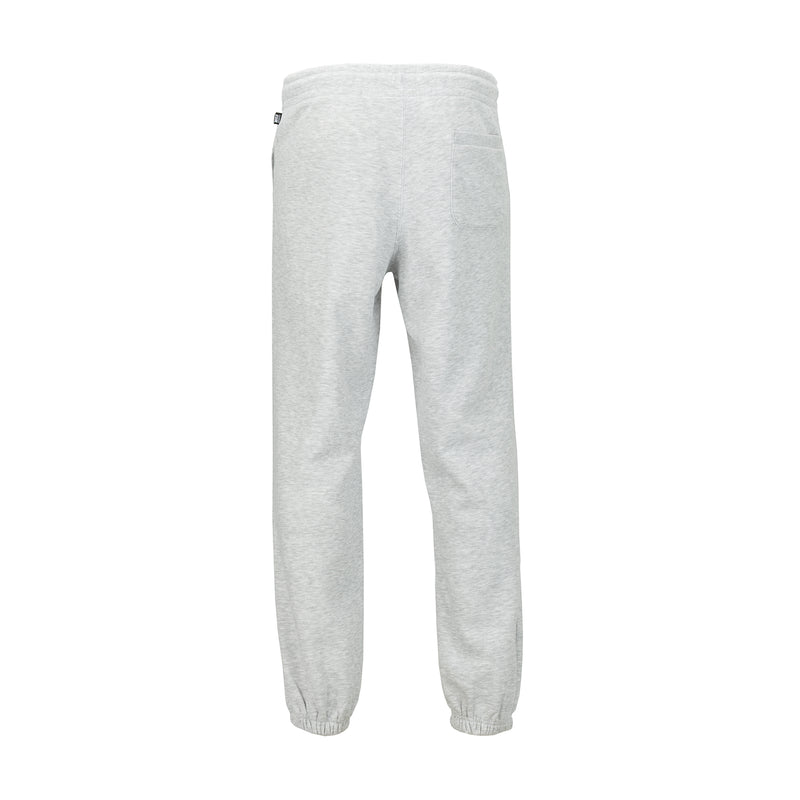 Heather grey men's fleece sweatpants with elastic waistband and ribbed cuffs