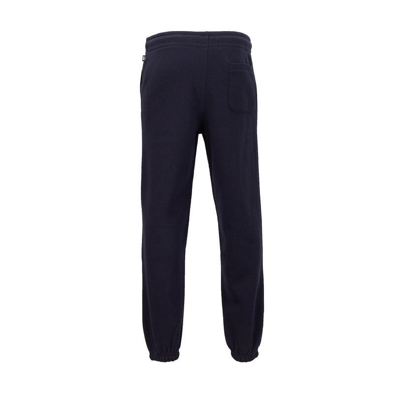Men's fleece jogger pants dark blue with back patch pocket and elastic drawstring waist