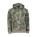 Men's bark camo fleece pullover hoody, front with kangaroo pocket