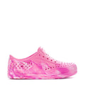 Kids' pink perforated sneaker with lace-up and side logo detail