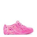 Toddler pink lace-up sneaker with perforated side panels and rubber sole