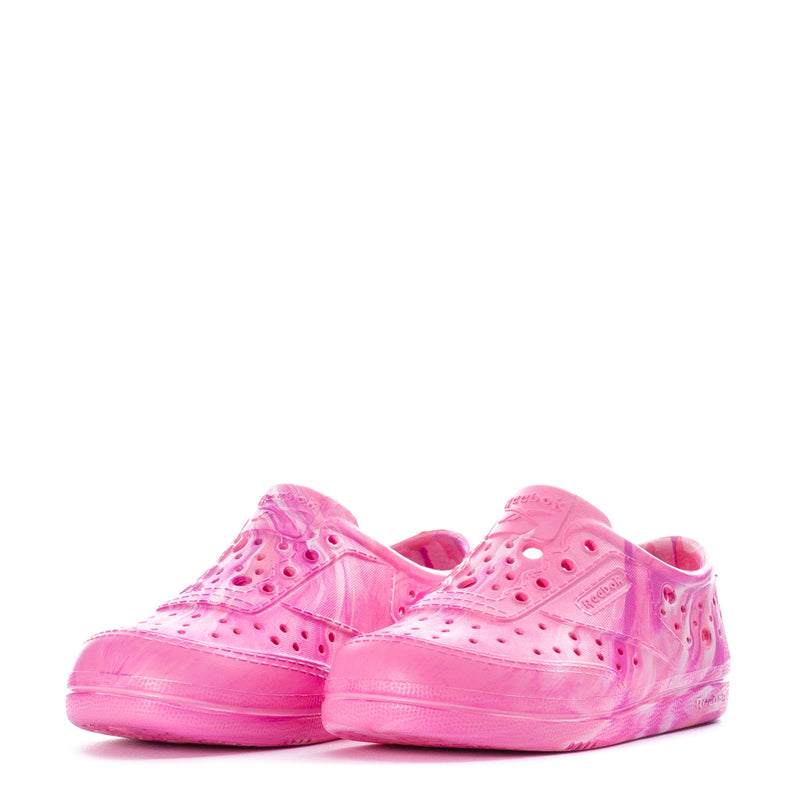 Pair of toddler pink sneakers, side-by-side view