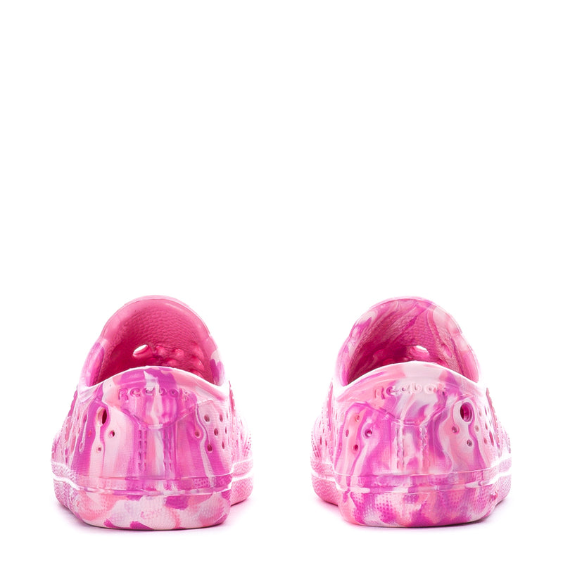 Toddler pink sneakers, back heel view