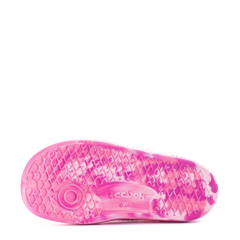 Toddler pink sneaker outsole with tread pattern