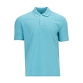 Men's milky blue pique polo shirt with button placket and short sleeves