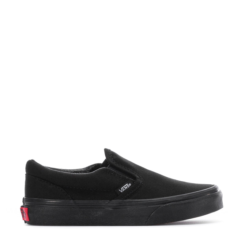 Black kids slip-on sneaker with Vans side logo and padded collar