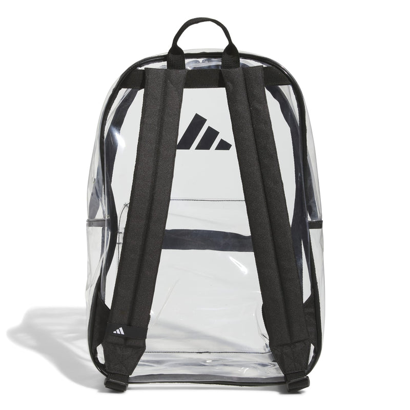 Transparent backpack back with two padded black shoulder straps