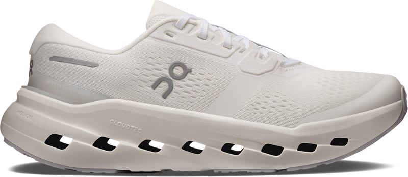 Quarter turn view Women's On Running Footwear style name Cloudrunner 3 in color White/ Ivory. Sku: 3WG10050924