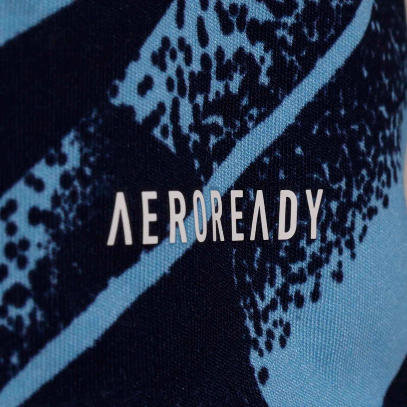 Youth Club America away jersey detail, AEROREADY text on navy and light-blue graphic