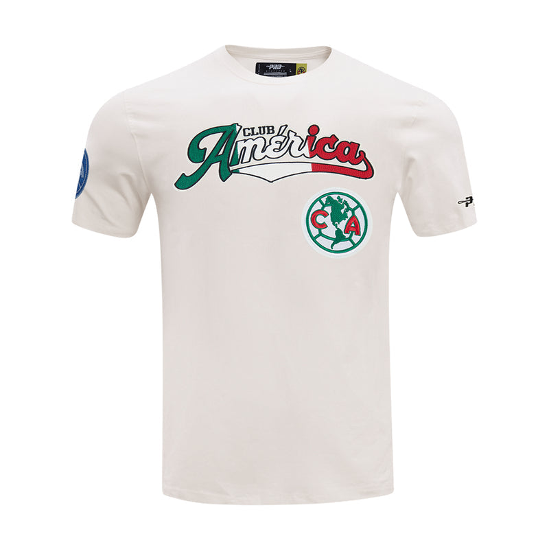 Men's eggshell allegiance tee with Club America front crest and logo graphic
