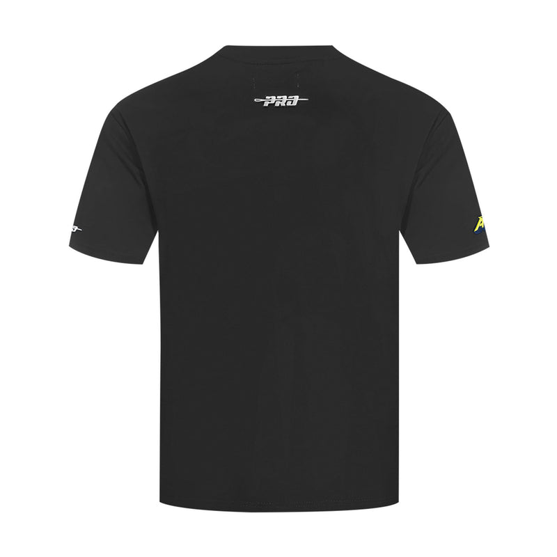 Black men's soccer T-shirt with small back logo near neckline