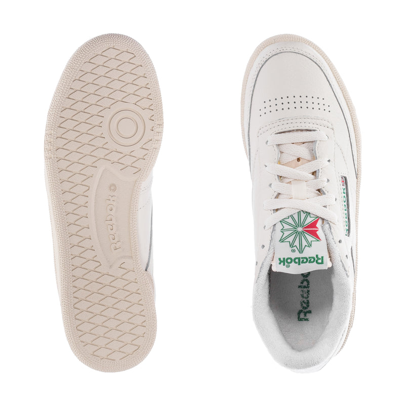 Sneaker outsole tread and inside upper with lace-up; Reebok branding