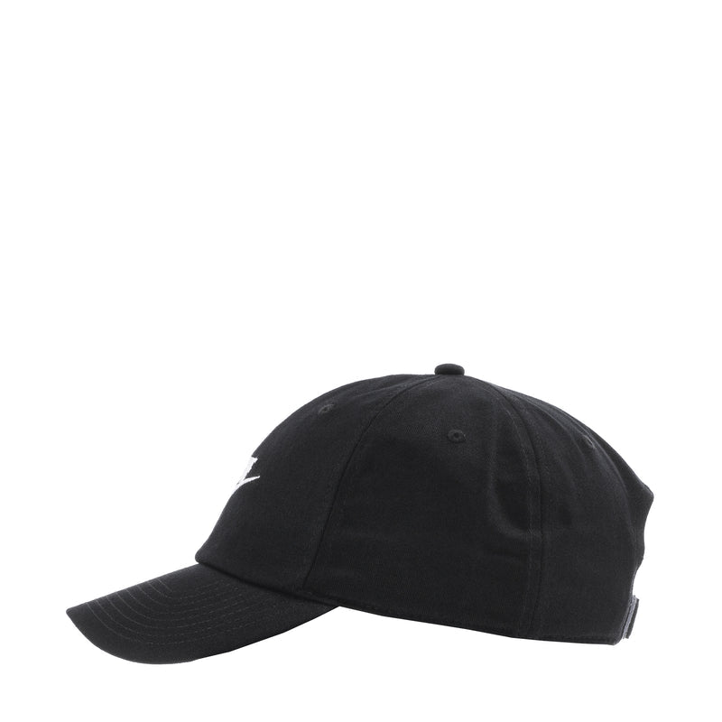 Black strapback cap with side Nike swoosh and adjustable strap