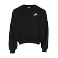 Youth black crewneck sweatshirt with Nike Swoosh logo