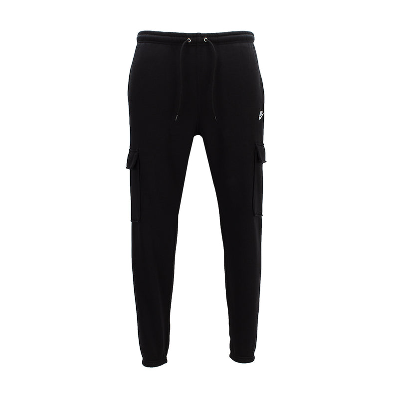 Nike men's black fleece cargo pants with drawstring waist