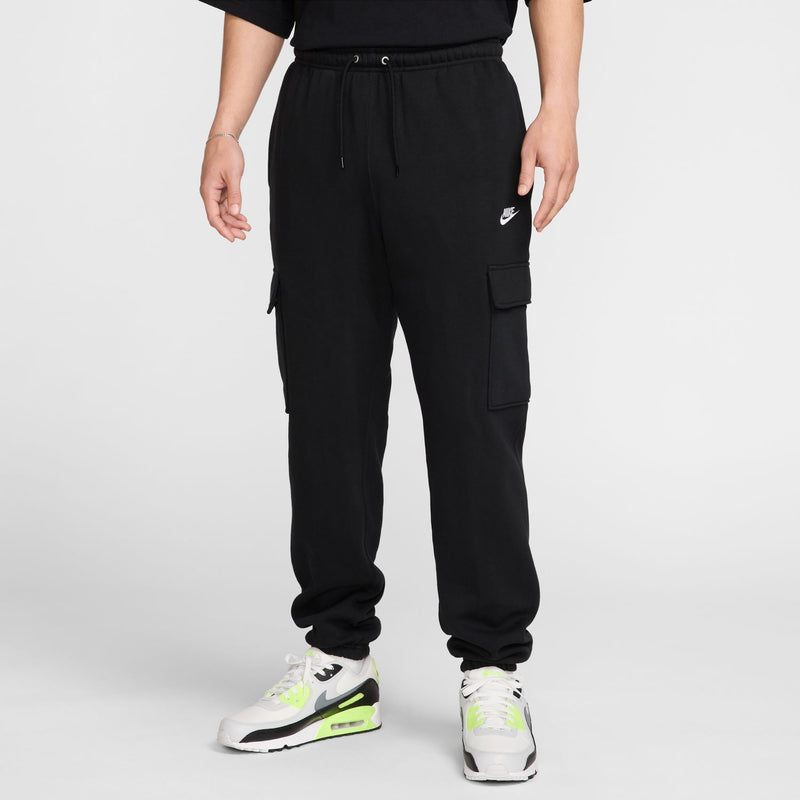 Nike men's black cargo pants with side cargo pocket and cuffed hem