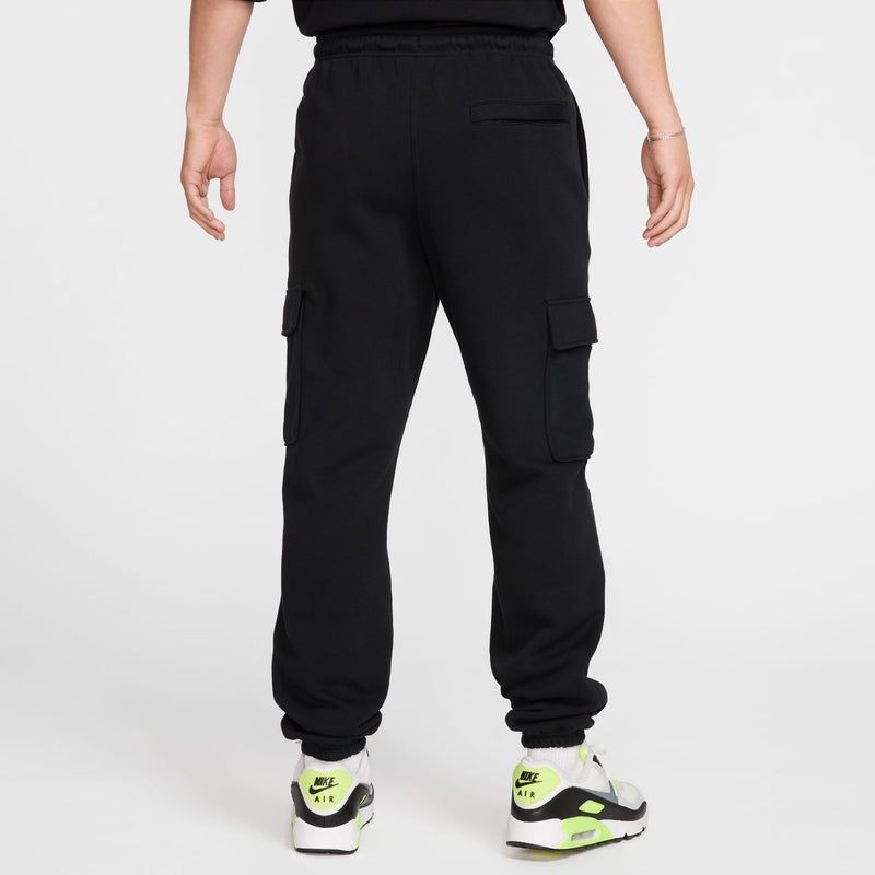 Nike men's black cargo pants with cargo side pockets and jogger hem